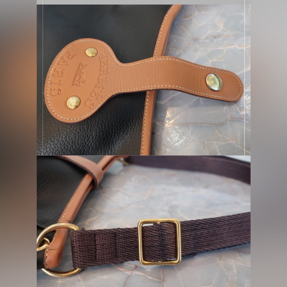 Authentic 1986 vintage Hermes rodeo black and brown leather crossbody bag - Picture 13 of 14